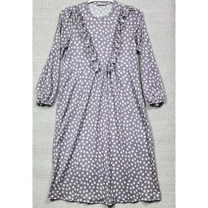 Zara Polka Dot Ruffle Front Dress in Lilac Size Small